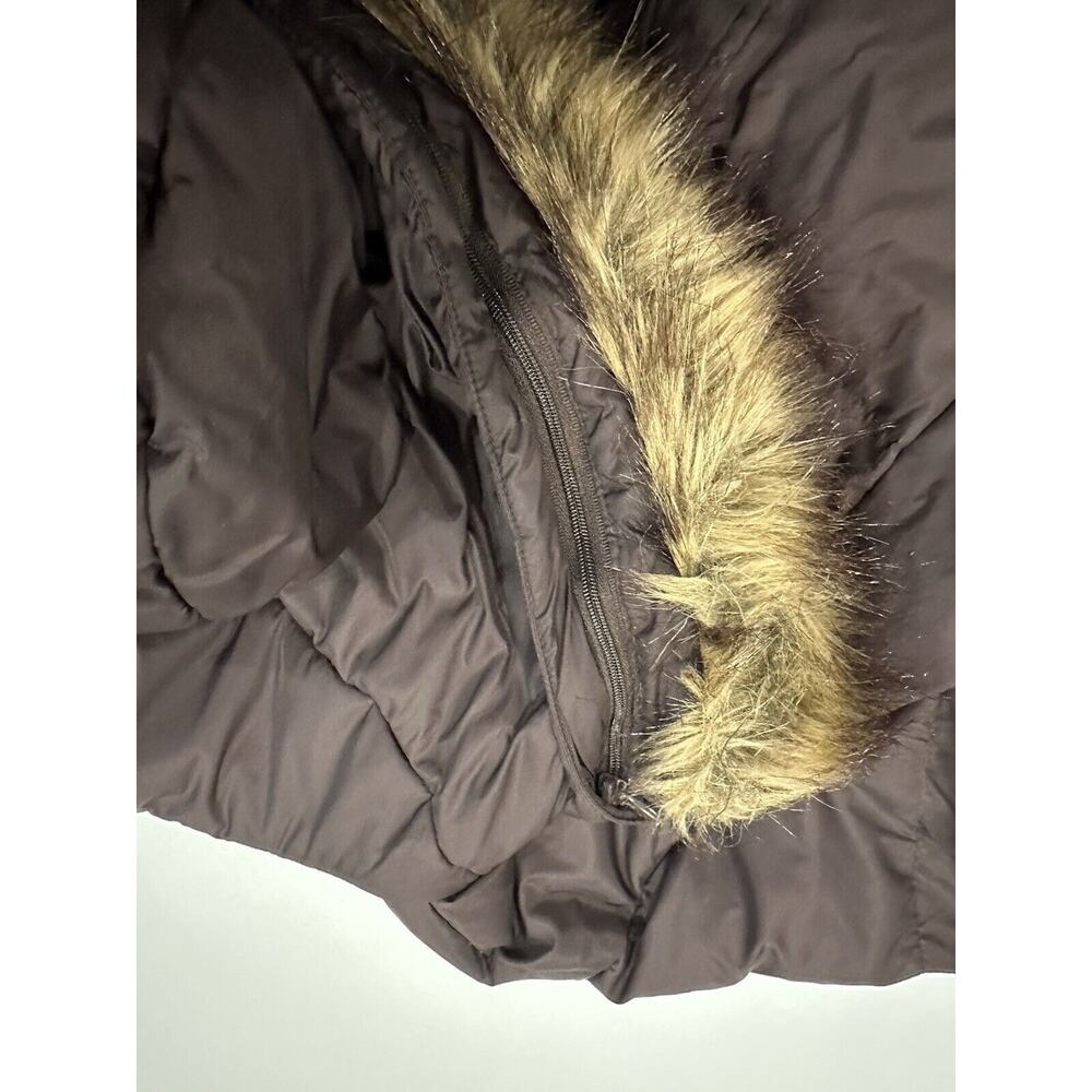 Michael Kors Women’s M Down Puffer Parka Winter Coat Hood With Fur Trim Brown - Picture 13 of 16